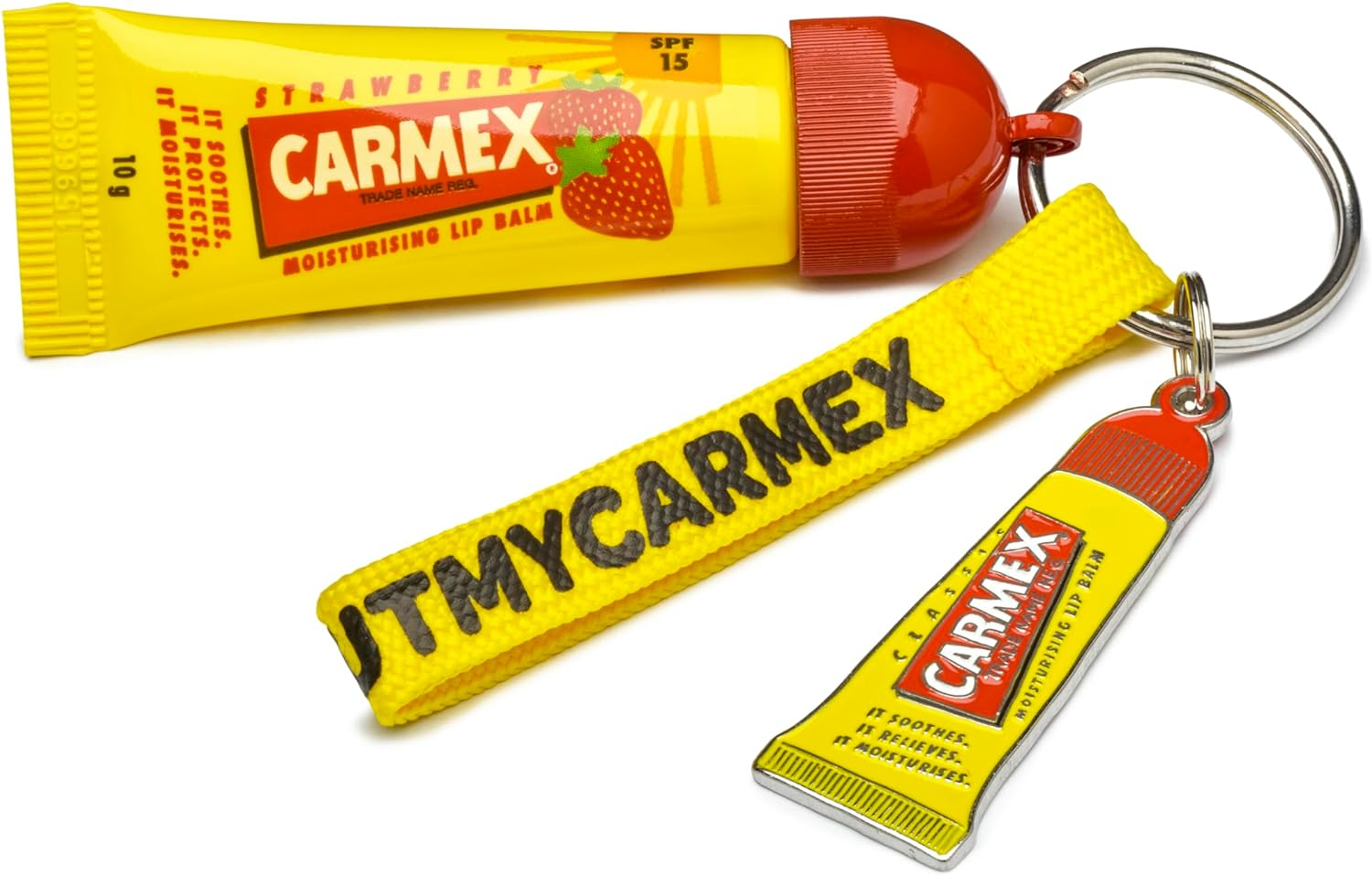 CARMEX Limited Edition Keyring Set (Incl Strawberry Tube) Softens & Hydrates Lips
