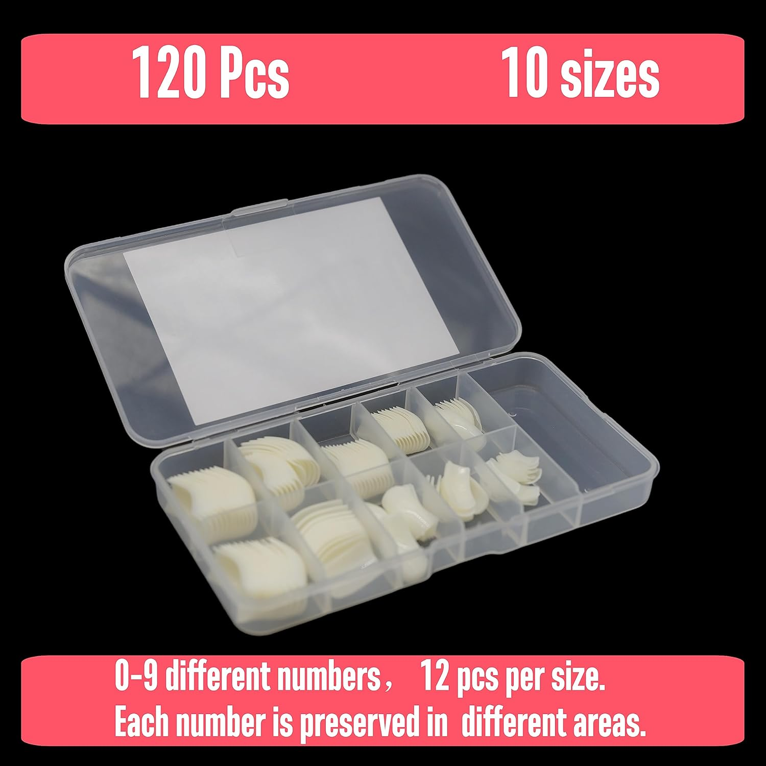 NOVO OVO Halloween 100 Pcs Hawk Curved Natural Color Extra Super Extreme Deep Curve Half Cover Long Square Eagle Claw False Nail Extension Tips Acrylic Nail 10 Sizes Box Packaging Art Salon DIY - Square Eagle Claw Natural Long In Small Box image number 2