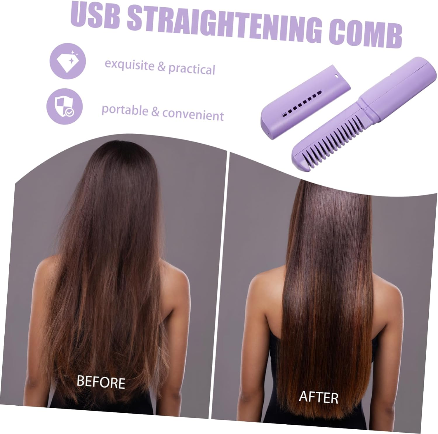 OATIPHO Cordless Hair Straightening Comb Rechargeable Mini Straightener Brush for Women Travel image number 2