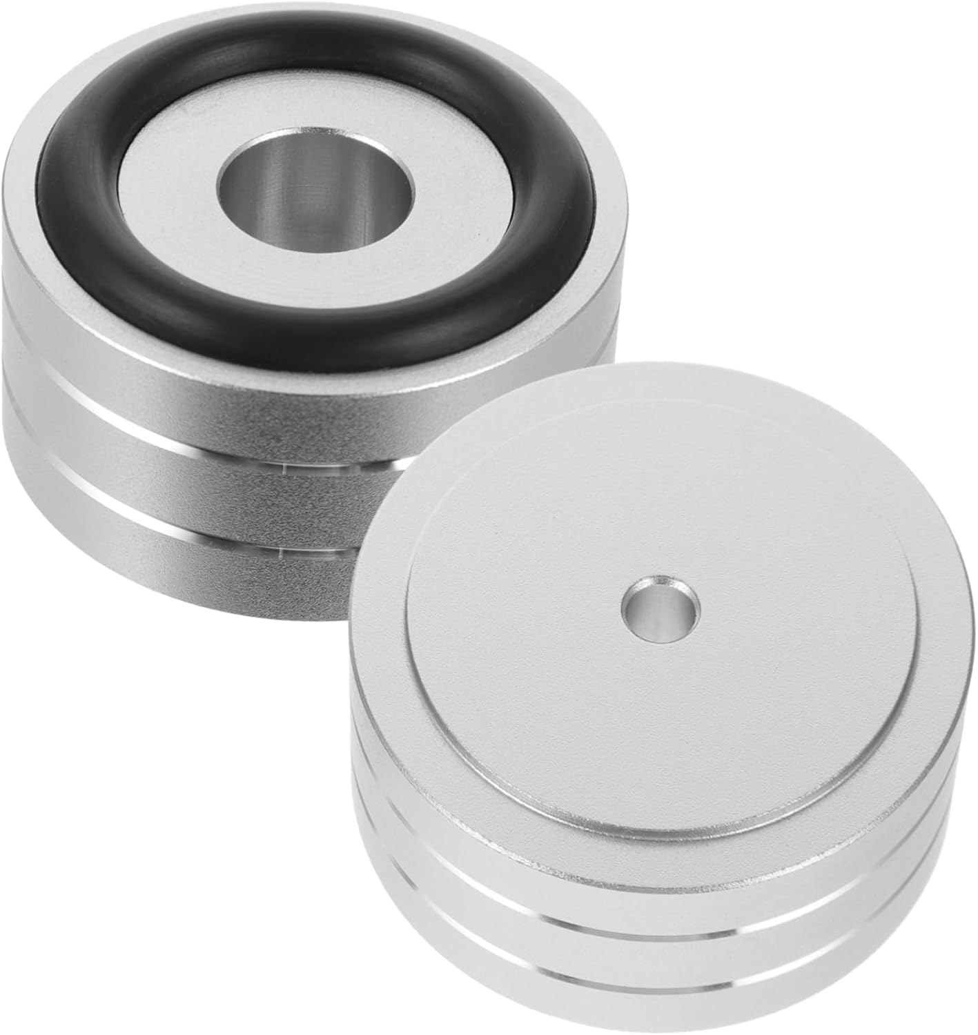 Gadpiparty anti Vibration Amplifier Feet Pads 2Pcs Small Silver Aluminum Alloy Speaker Isolation Base Pads for Hi-Fi Audio Amplifiers and Cd Players in Home Theater Systems image number 1