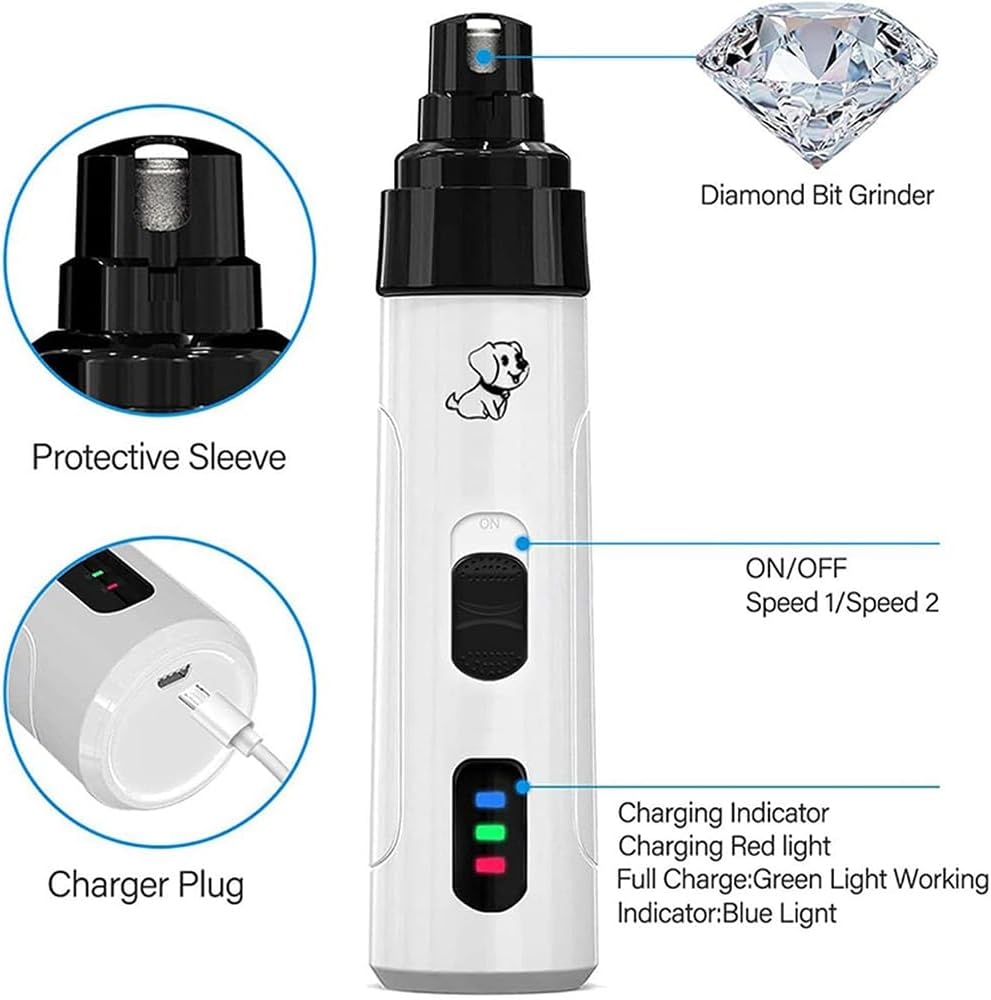 Heusom Silent Groom Pro Nail Grinder, Rechargeable USB Charging Electric Pet Nail Grinder, Pet Poochie Nail Grinder, Pet Paws Grooming Tool (Standard) image number 5