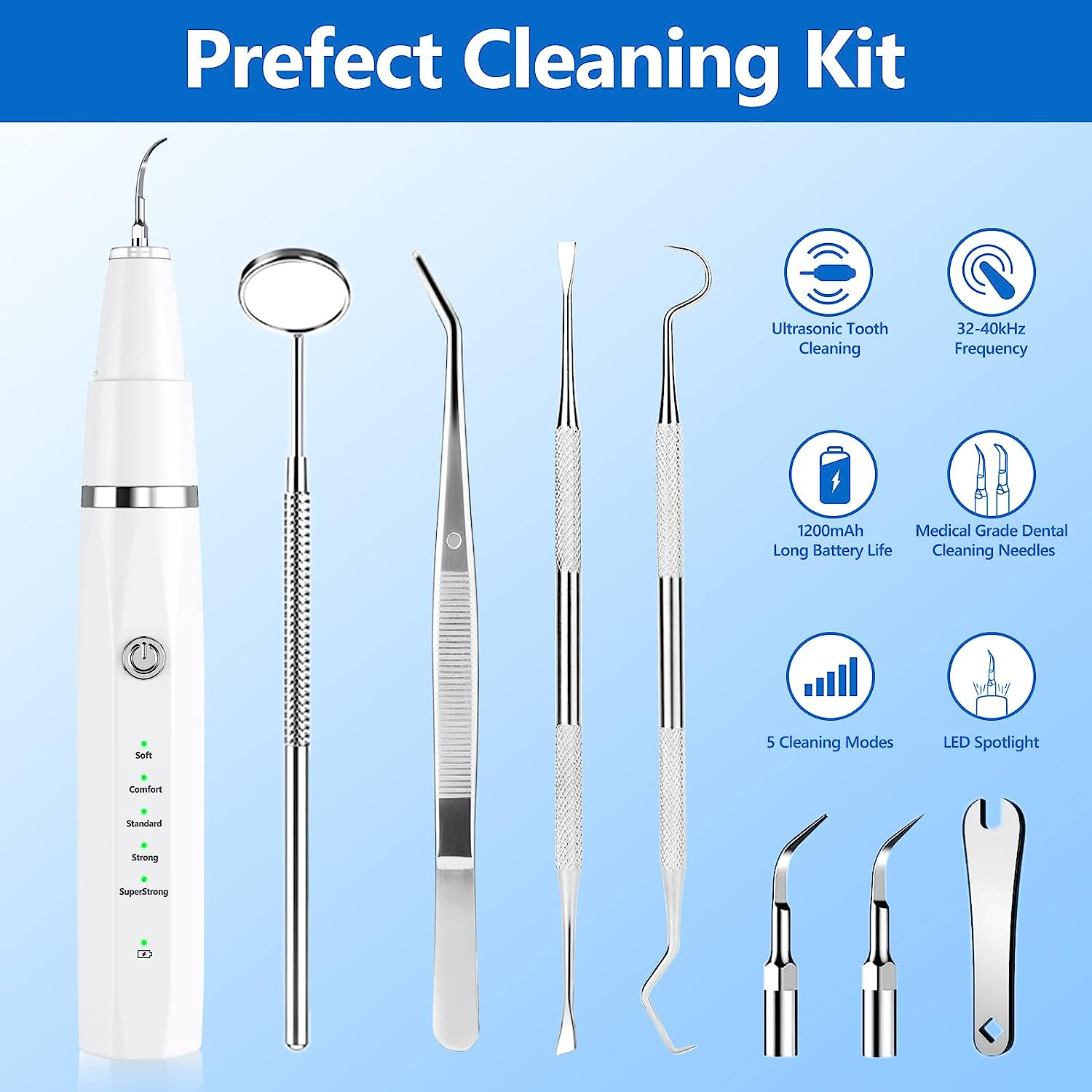 Ni-Shen Dog Plaque Remover for Teeth，Pet Ultrasonic Tooth Cleaner，Teeth Cleaning Kit -Tartar Remover for Teeth Stains for Dogs and Cats (White) image number 4