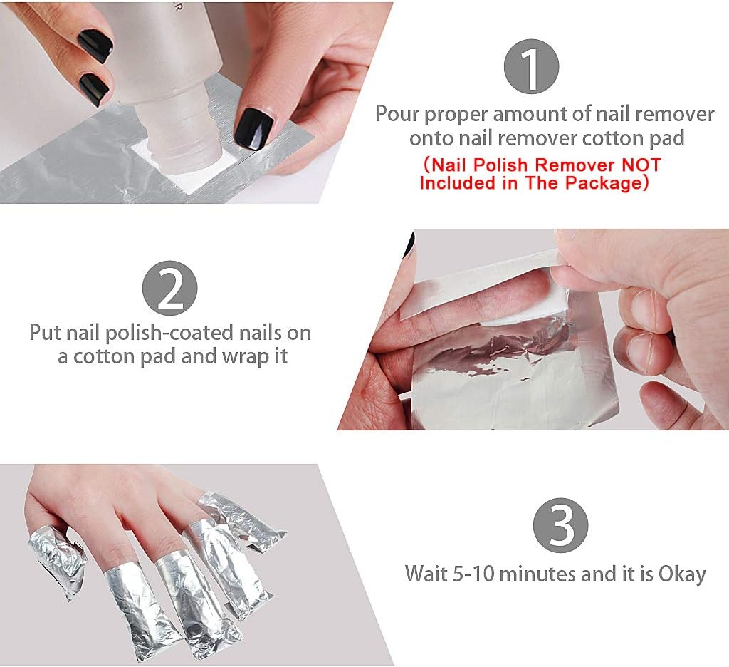 SWKJ 100 Pcs Foil Nail Wraps, Nail Foils for Gel Nails, Nail Foil Aluminium Wraps Remover, Gel Polish Remover for Manicure, Nail Art Soak off Foils for Nail Polishing Removing image number 3