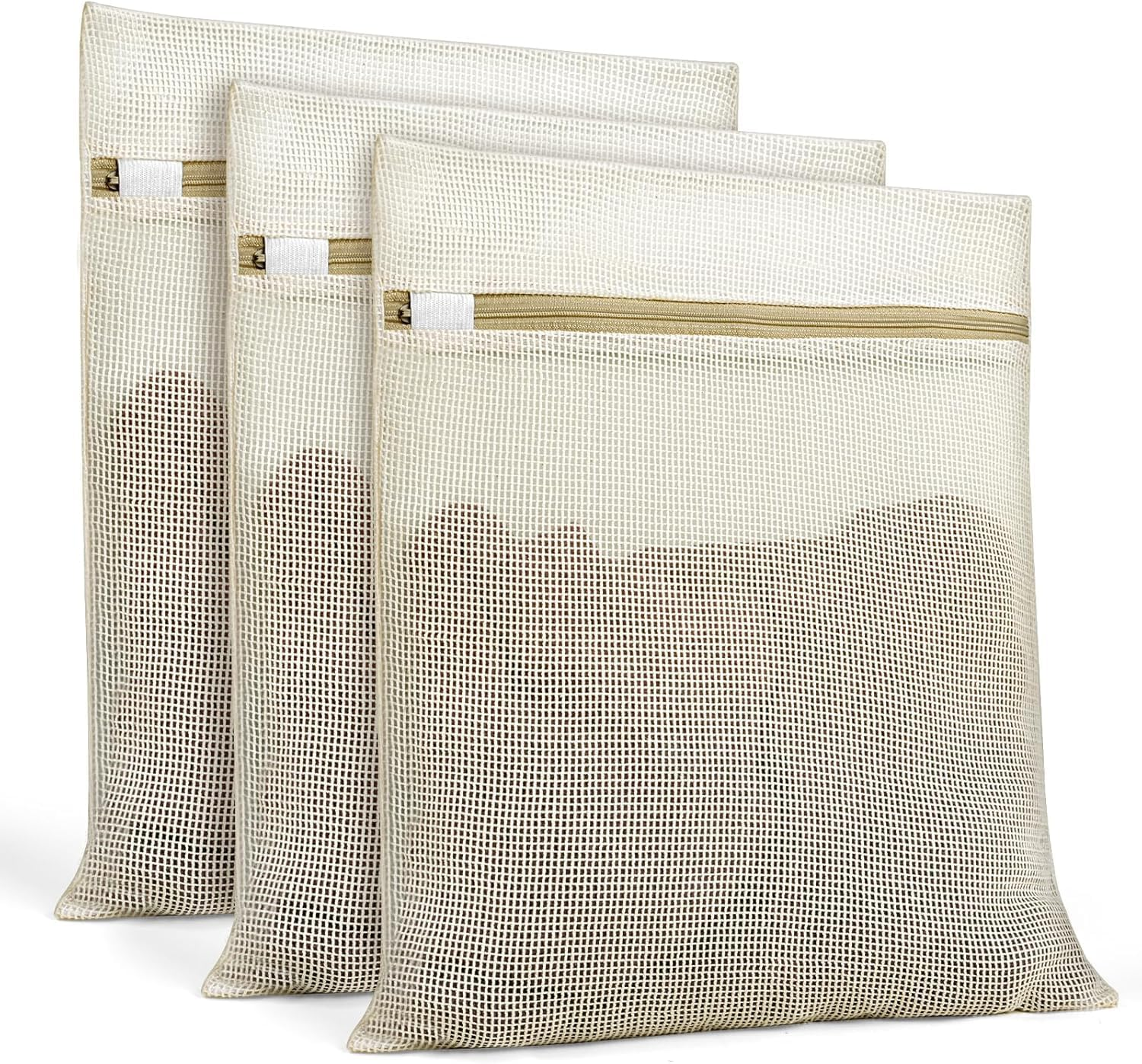 Natural Cotton Mesh Laundry Bags 12X16"" 3-Pack,Gentle Wash for Lingerie, Baby Clothes & Travel Essentials image number 2