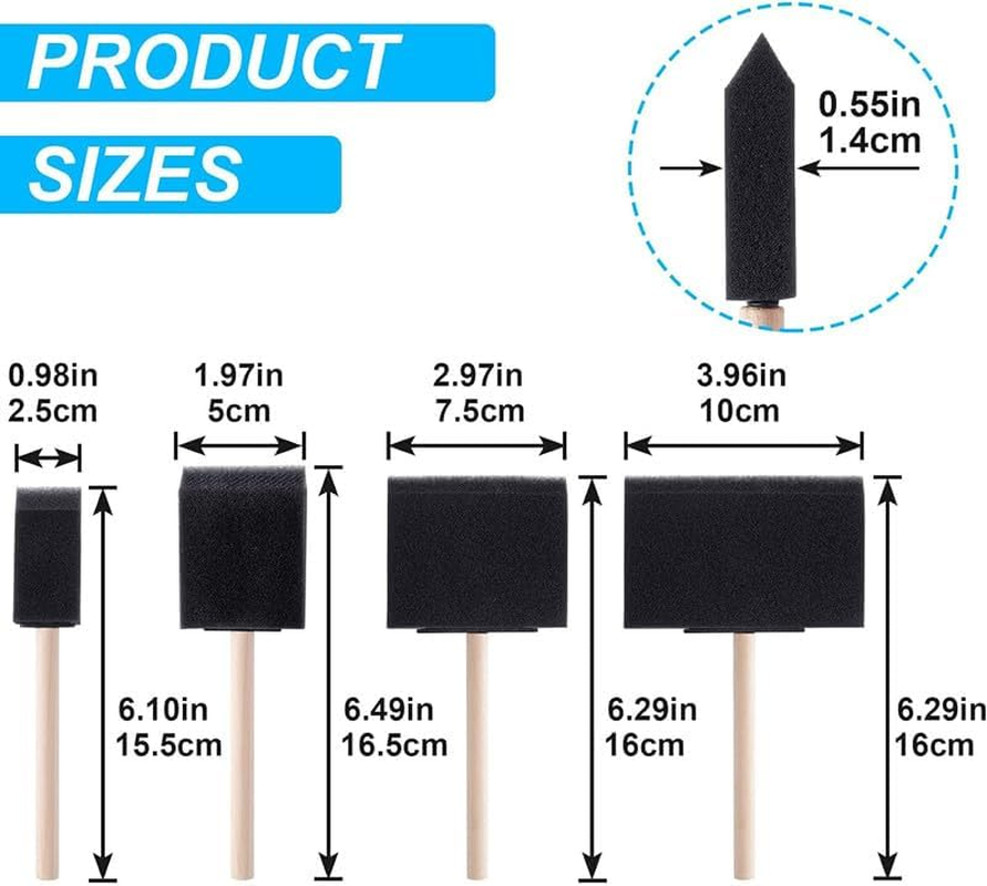 Wood Handle Sponge Paint Brushes,8Pcs Foam Sponge Wood Handle Paint Brushes,Foam Paint Brushes Black Sponge Brushes Wood Handle Foam Brushes,Wood Handle Sponge Paint Brushes Foam Brushes for Painting image number 1