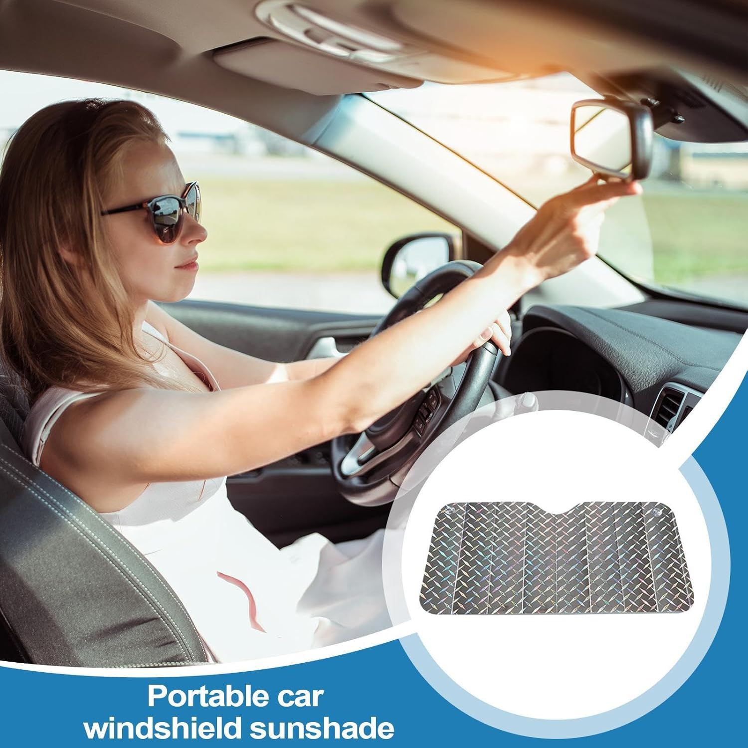 Car Sunshades for Windshield - Windshield Cover Sun Shade Shield | UV Protection Vehicle Accessories, Reflective Front Window Sunscreen Blocker for Sedans Trucks - C image number 4