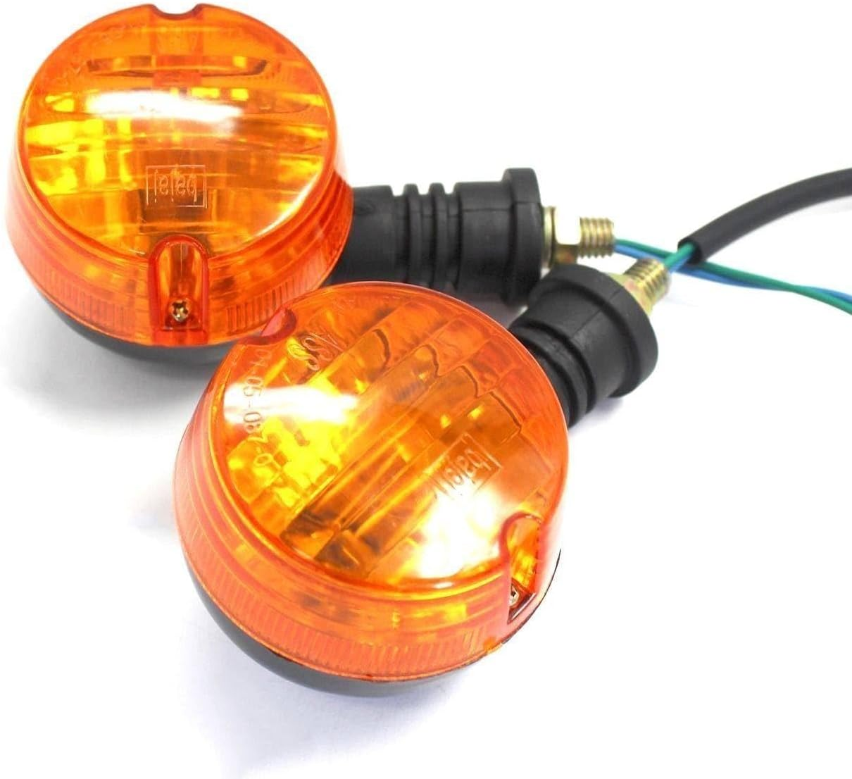 TDR 4Pcs Classic Vintage Motorcycle Blinkers Turn Signal Indicator Light Amber DC 12V 10Mm Bolt Wire Connectors Universal Fit Old School Style image number 2