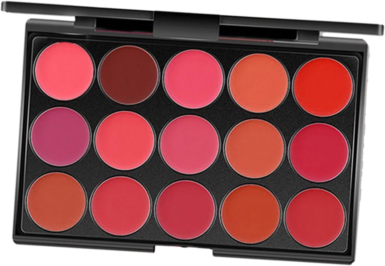 TENOL Lipstick Palette, Palette,Professional Cosmetic Non Sticky Lip Glosses Makeup Set, 15 Colors for Nude Lip, Gift Beginner, Style A