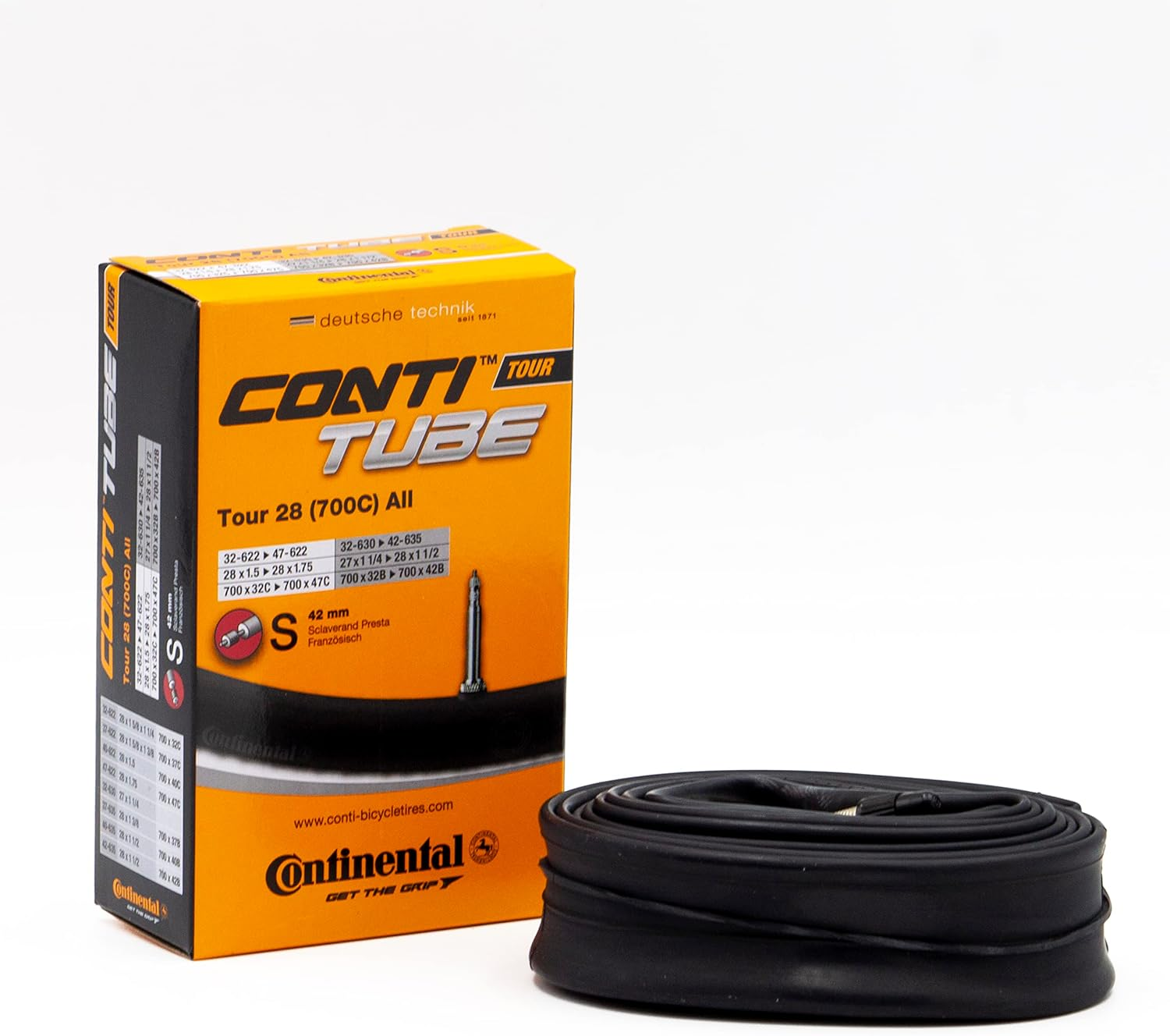 Continental Tour 28 All Bicycle Inner Tube, Black, 700Cc 32-622/47-622, 182031, S42