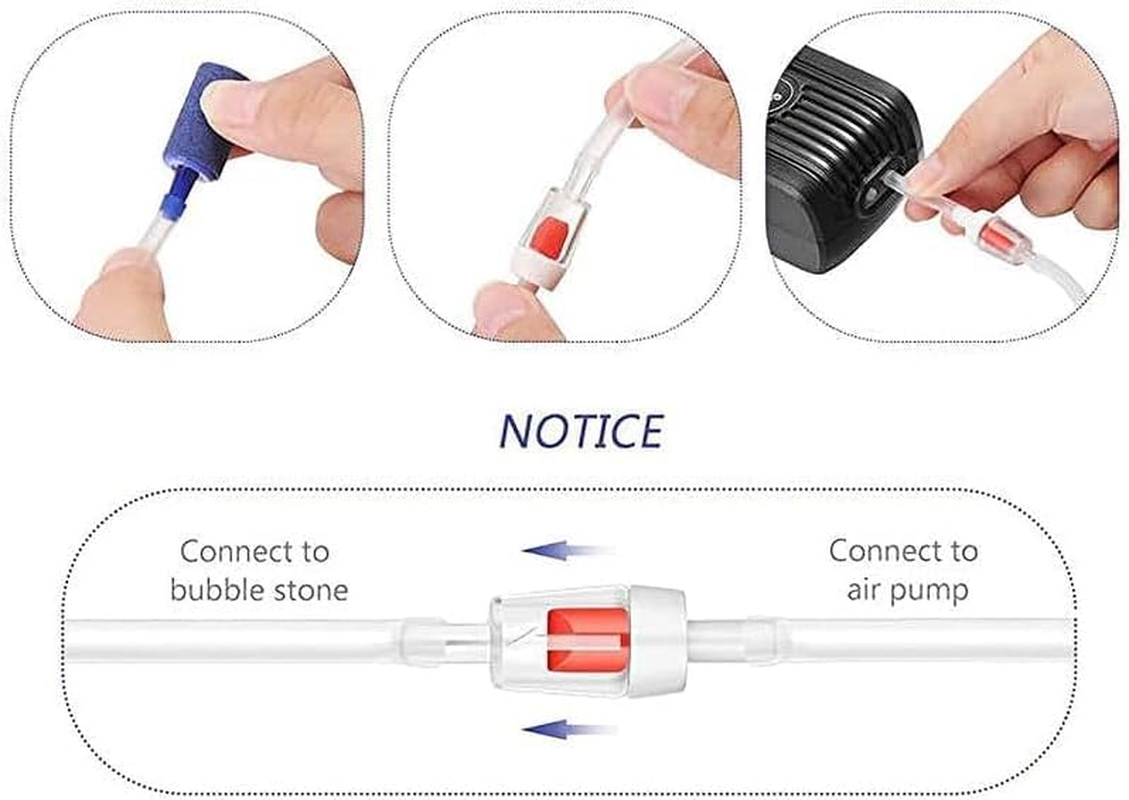 Aquarium Air Pump Accessories Kit with Standard Tubing, Air Stones, Check Valves, Suction Cups and Connection Tee(Clear, 13Feet) image number 2