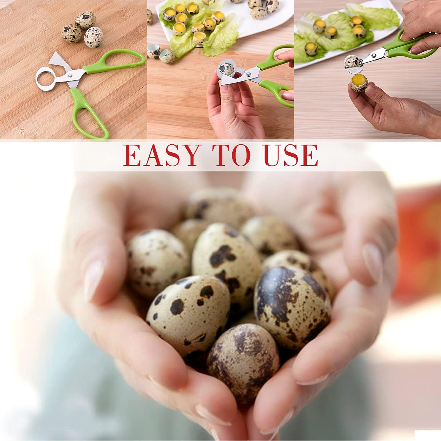 Quail Egg Scissors, VOSSOT Stainless Steel Egg Cutter, Small Egg Scissors, Quail Eggs, Kitchen Tool, Egg Shell Scissors, Quail Egg Opener for Home, Restaurant, Kitchen (Green) image number 3
