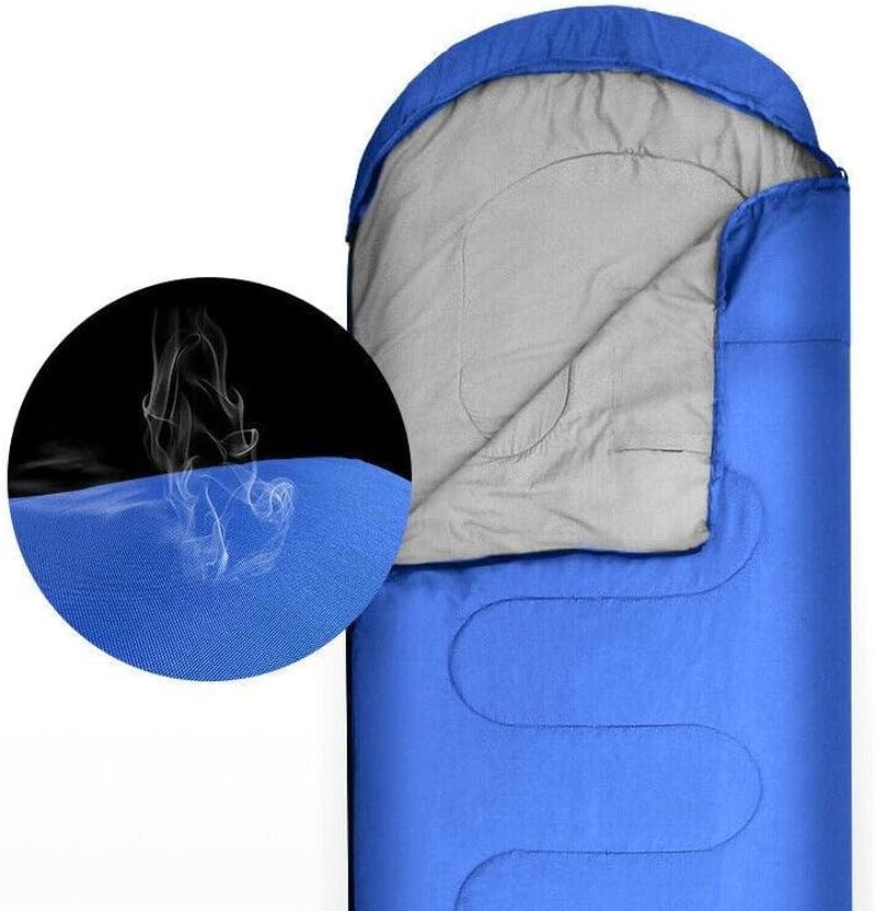 AIMALL 82.7X29.5 Inches Single Outdoor Sleeping Bag for Camping and Hiking, Winter Thermal with Drawstring Hood, Water-Repellent and Lightweight, Blue image number 6