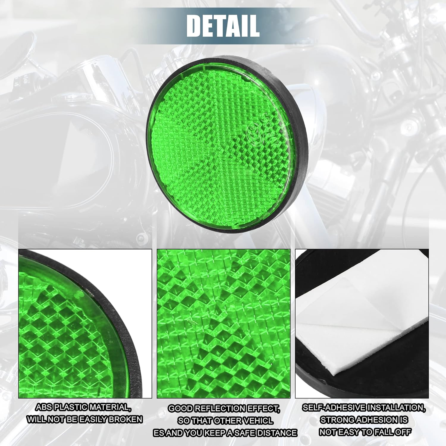 X AUTOHAUX 10 Pcs round Stick-On Safety Spoke Reflective Self Adhesive Reflector for Gate Posts Cars Trailer Motorcycle Trucks Boat Bicycle Bike Green