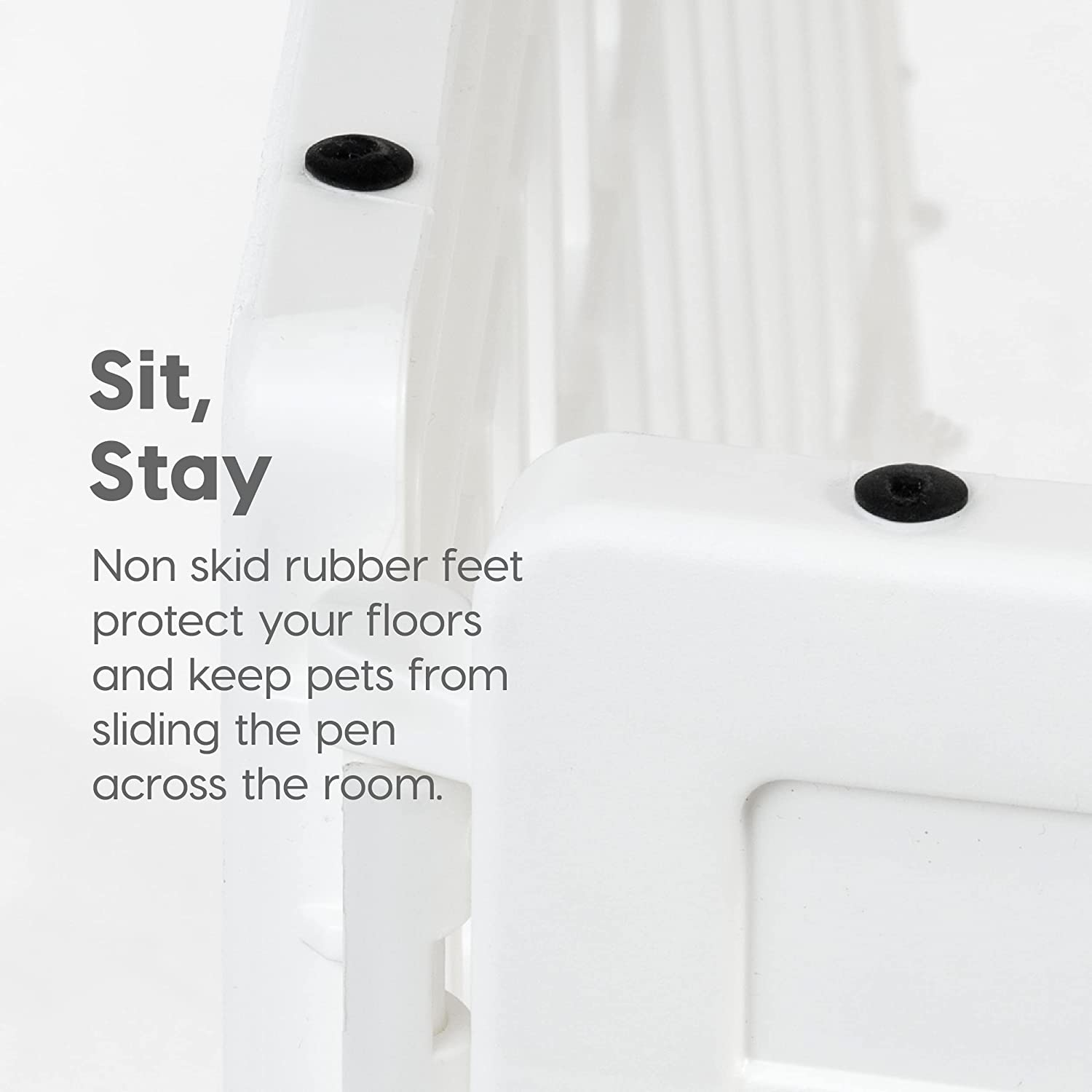 IRIS USA 24" Exercise 6-Panel Pet Playpen with Door, Dog Playpen for Puppy Small Dogs Keep Pets Secure Easy Assemble Easy Storing Customizable Non-Skid Rubber Feet, White image number 3