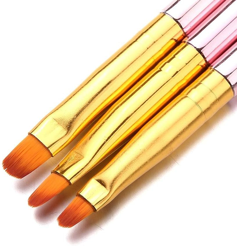 FULINJOY 3 Pcs Rose Gold round Nail Art Brush Set Nail Painting Brush Manicure Tool UV Gel 3D Nail Brush Pens(7Mm/8Mm/9Mm) image number 5