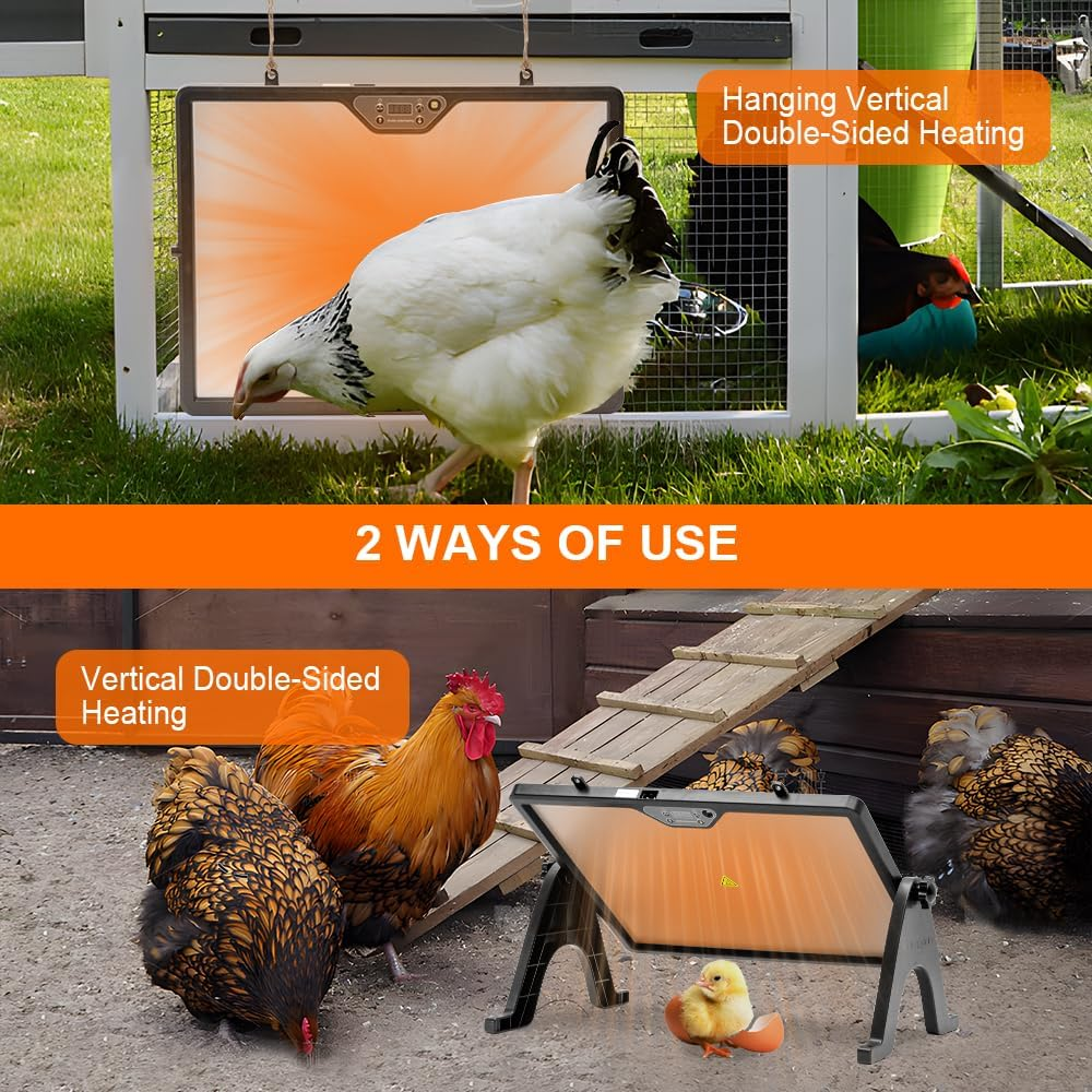ALSTON Chick Warmer Pet Warmer 220V Dual-Sided Electric Remote Hangable Heating Plate Angle and Temperature Adjustable Chicken Brooder for Poultry Heating image number 6