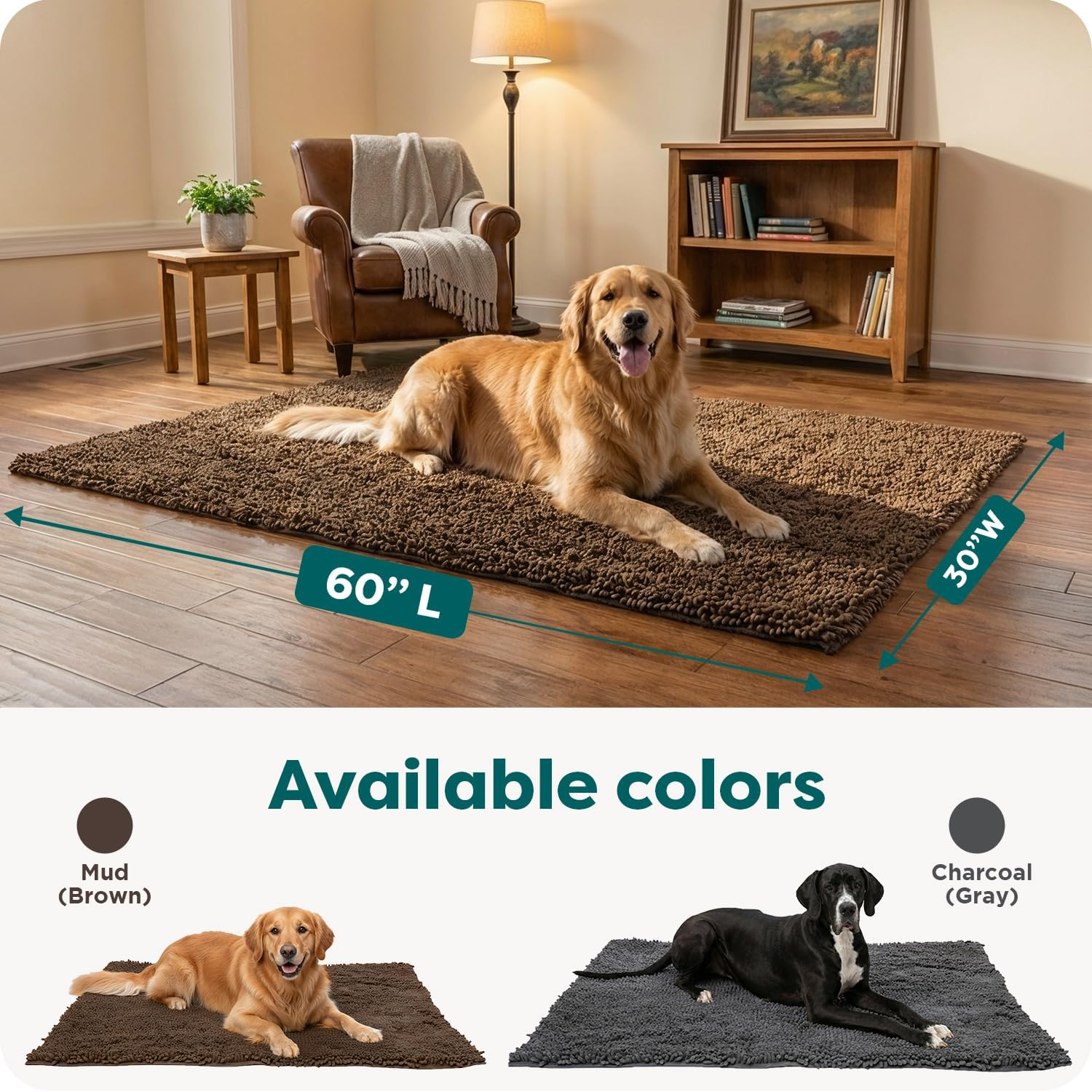 Furhaven Pet Dog Mat | Muddy Paws Towel & Shammy Rug, Mud (Brown), Runner image number 4