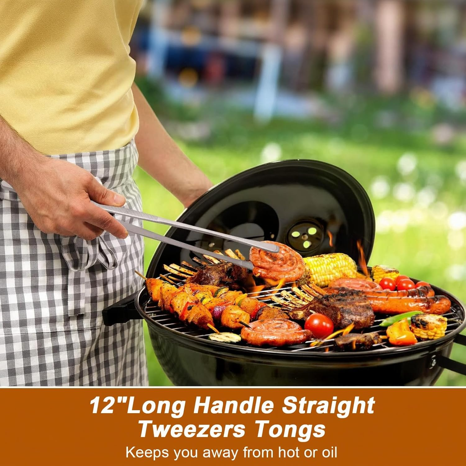 6 Pcs Cooking Tweezers, Multifunctional Stainless Steel Kitchen Tweezer Set, Professional Chef Tweezers for Cooking, Plating, Sea Food, BBQ, Multi-Use（12 in and 6.3 in ） image number 1