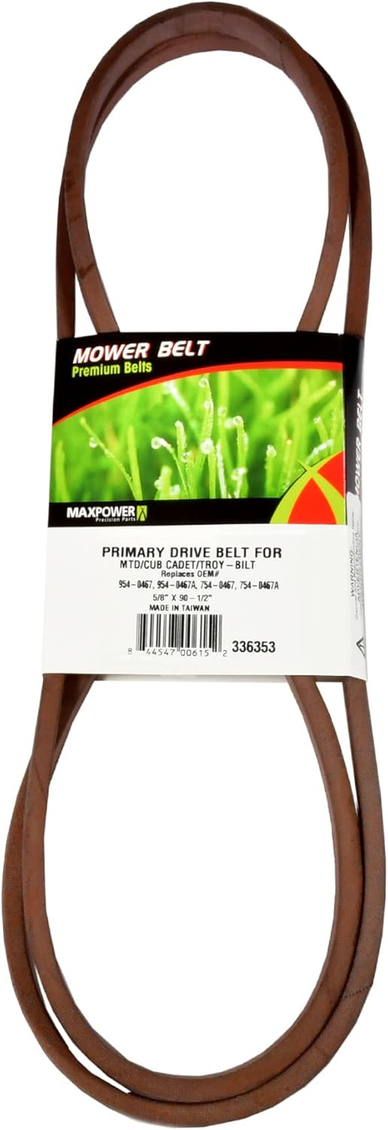 Maxpower 336353 Primary Drive Belt for Mtd/Cub Cadet/Troy-Bilt, 754-0467, 754-0467A, 954-0467, Brown