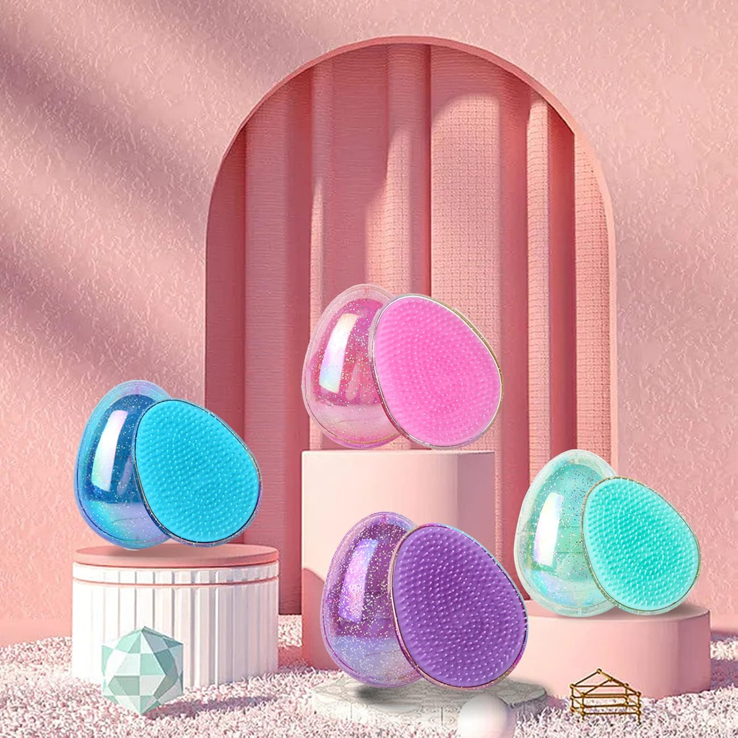 Pack of 4 Hair Brush without Pulling Brush without Handle Detangler Brush Professional Detangling Brush Antistatic Detangling Brush for Girls Women Children Head Massage Brush Suitable for All Hair Types