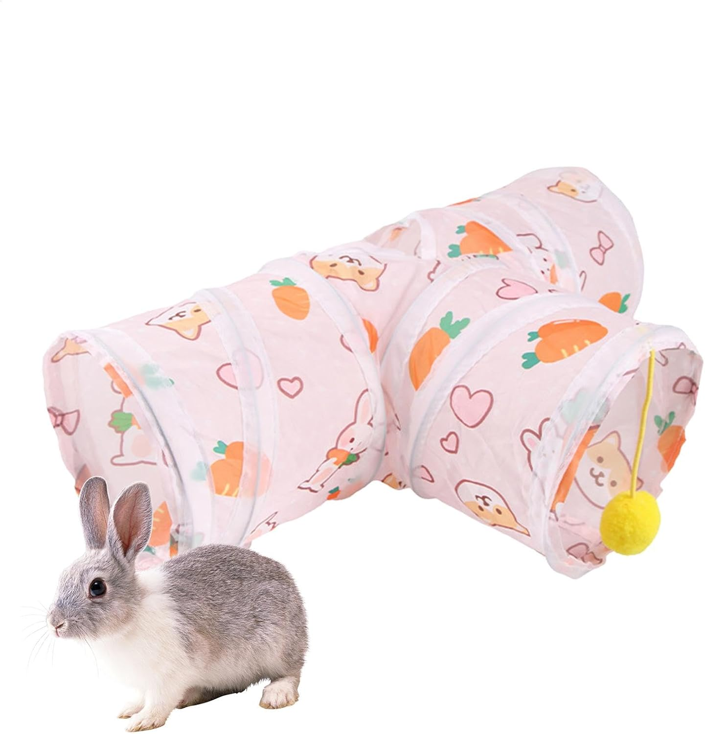 Small Animal Tunnel,Small Pet Exercise Tubes | Foldable Tunnels Cartoon Bunny Hiding Tube Activity Toy for Dwarf Rabbits, Hamster, Kitten