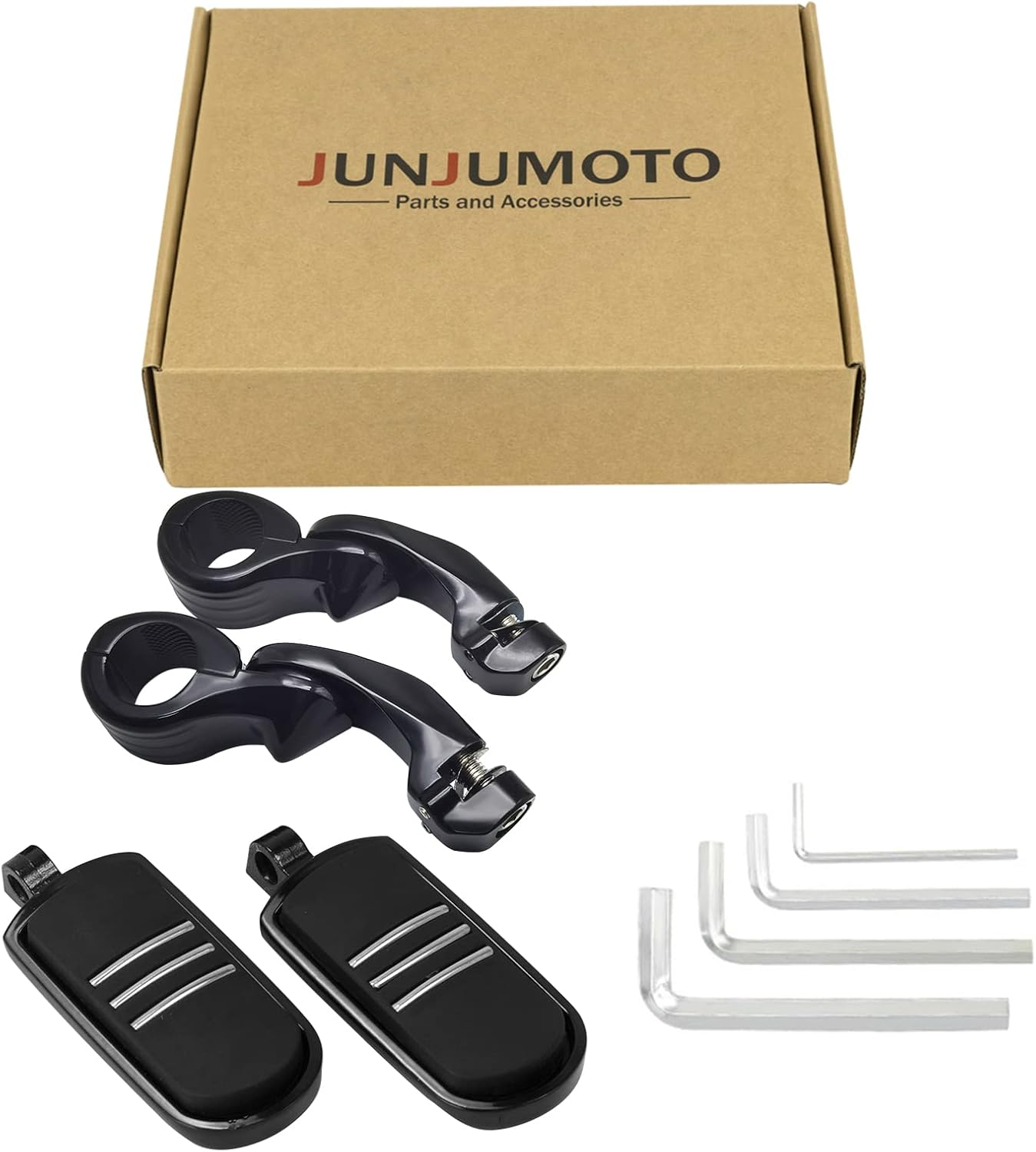 Highway Pegs Foot Rest Fit for Harley Sportster Dyna Touring Street Glide Road Glide Road King Electra Glide with 1.25 Inch Highway Bar (Black)