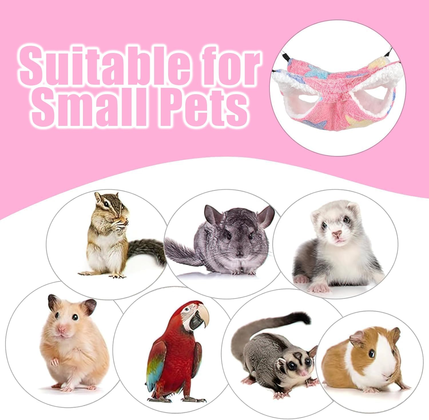 WEZCHUGHAOL 3-Piece 2-Layer Soft Fluffy Pet Cage Hammocks Set for Guinea Pigs, Hamsters & Rats - Double Layer Cozy Small Animal Hanging Bed ﻿ image number 1