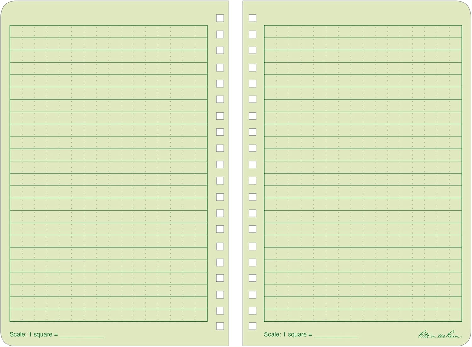 Rite in the Rain Weatherproof Side Spiral Notebook, 4.625" X 7", Green Cover, Universal Pattern, 3 Pack (No. 973L3) image number 3