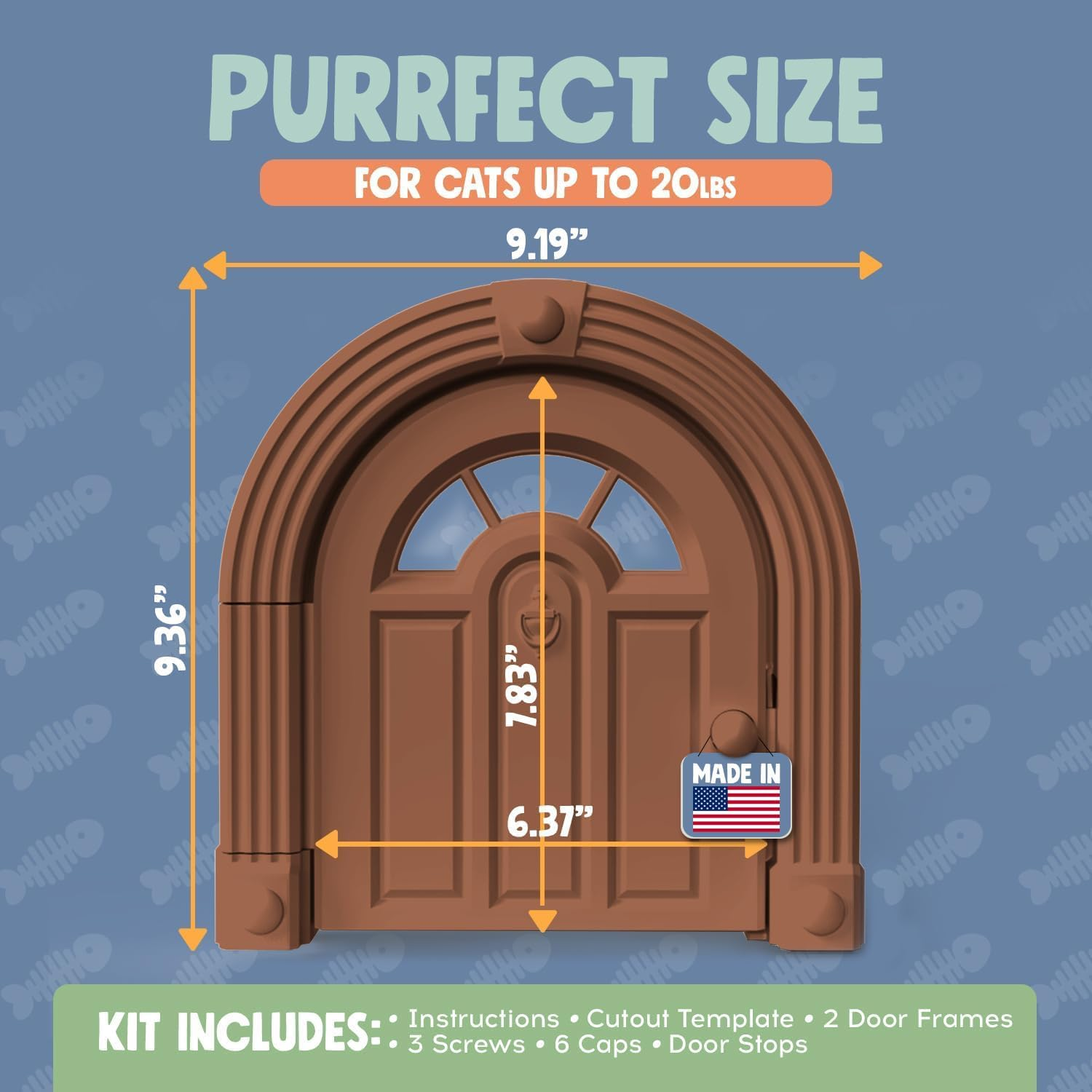 Easy Install Cat Flap - DIY Setup, No Training Needed, Suitable for Cats up to 20 Lbs - Secured Installation in Minutes - Original, Brown 3 image number 5