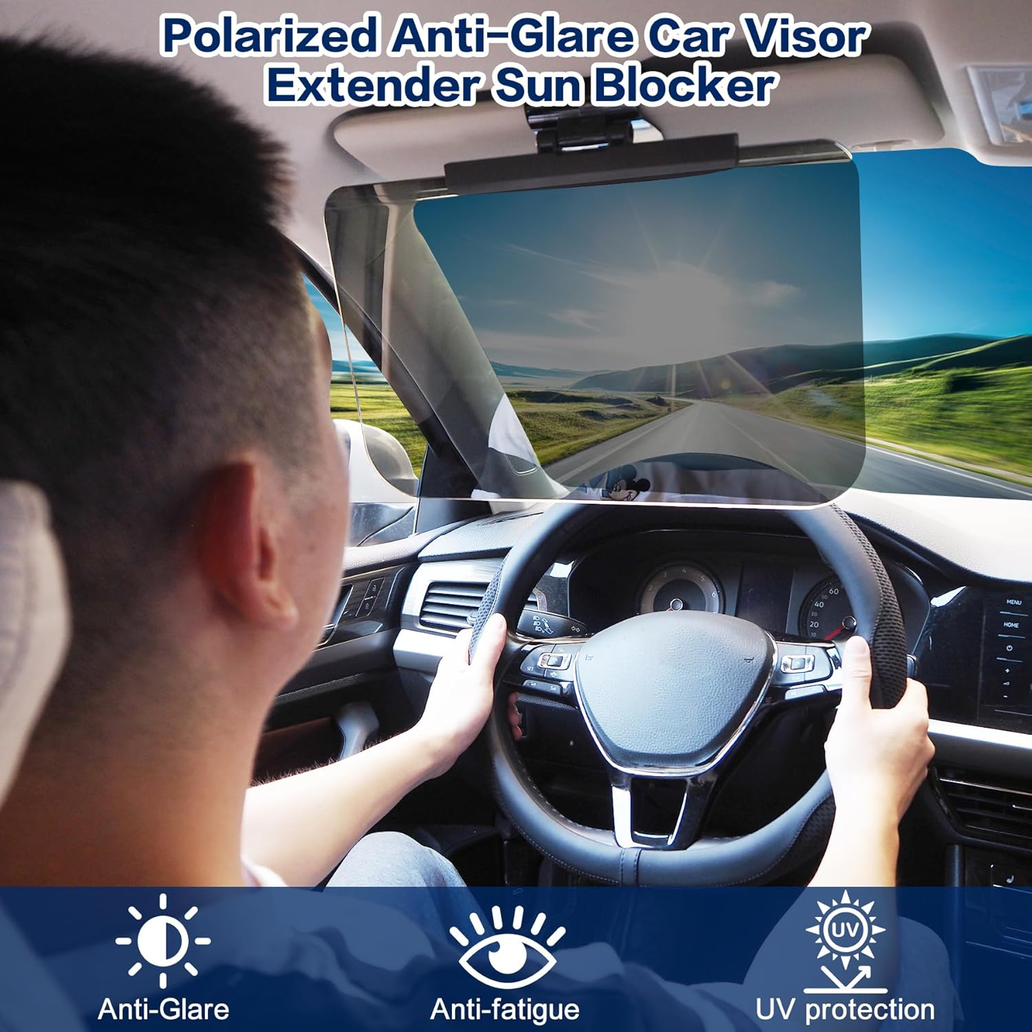 Car Visor Sunshade Extender, Adjustable Polarized Sun Visor Extender, Windshield Anti-Glare Uv-Filtering Sun Blocker for Safe Driving (Transparent) image number 4