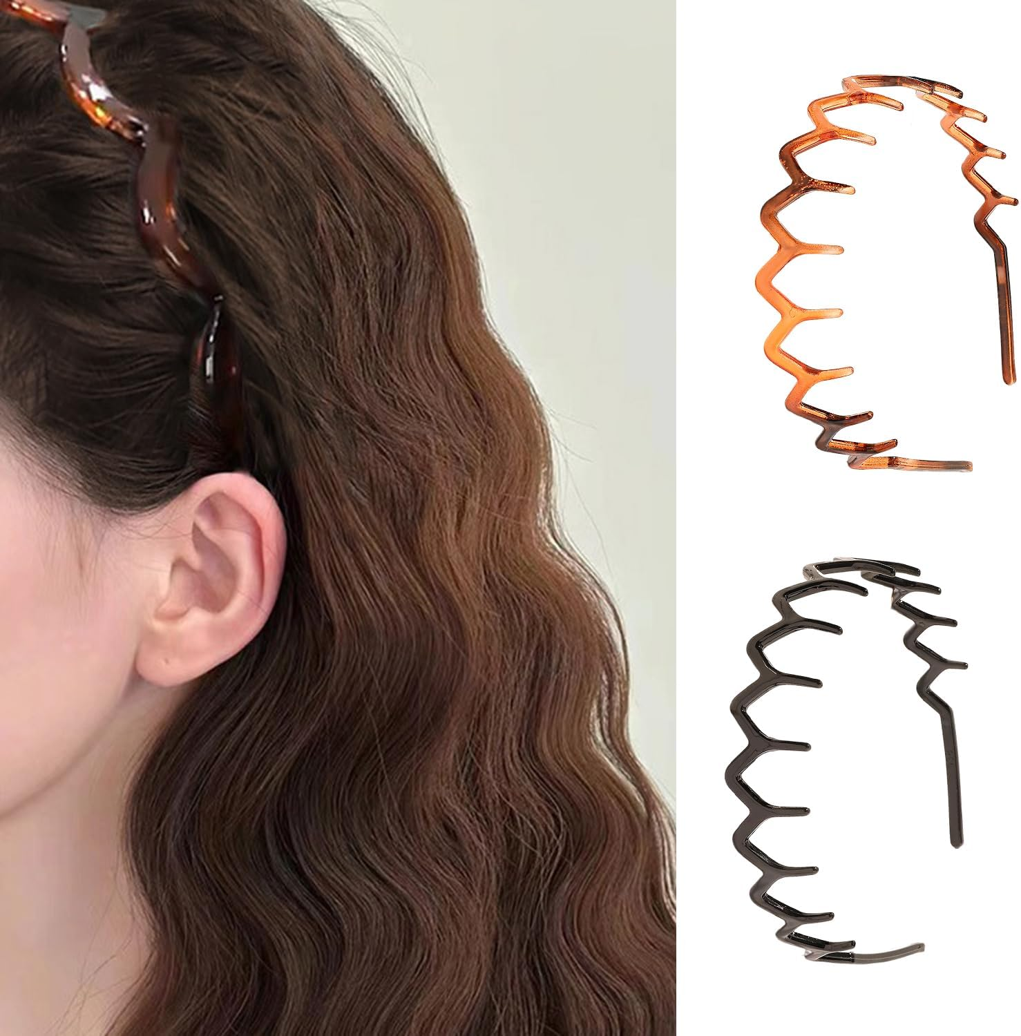 8-Piece Zigzag Anti-Slip Headband, Classic and Fashionable, Simple Headband for Men and Women, Multifunctional Face Headband, Solid Accessories with Fixed Bang. image number 1