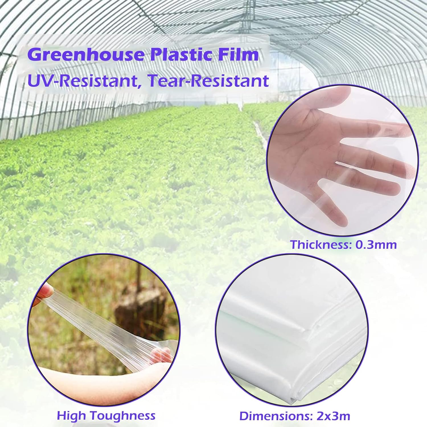 PALUDO 2 X 3M Extra Thick Clear Heavy Duty Polythene Sheeting, Plastic Dust Waterproof Sheets, Garden Grow Polythene Cover Sheets, for Gardening Insulation Building Rubble Protection (250Mu / 1000G) image number 5