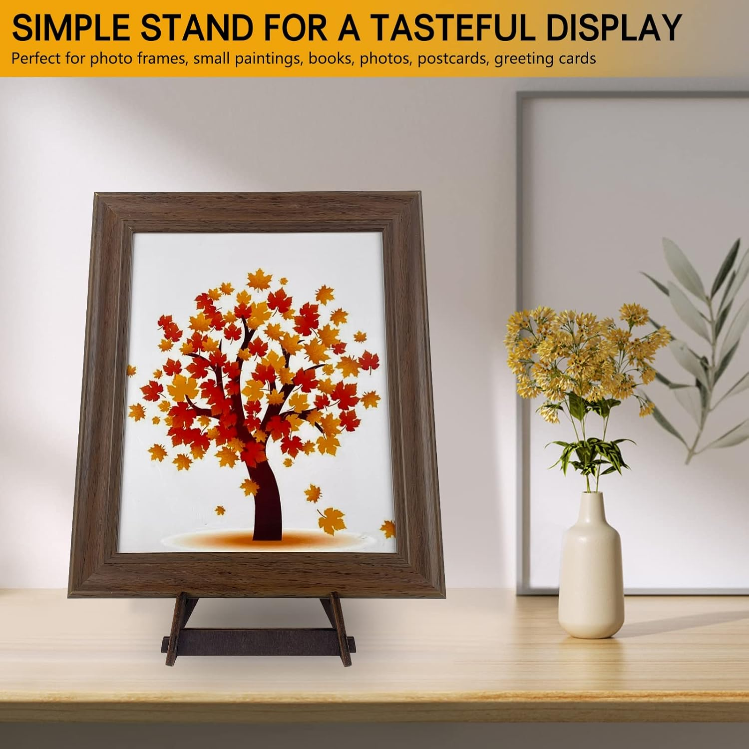 13 Inch Wooden Display Stand - Picture Frame, Easel, Book, Plate Holder (1PCS) image number 2