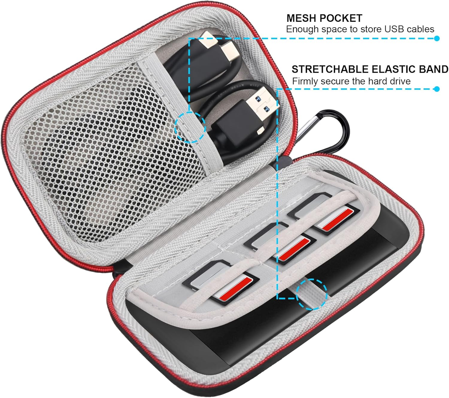 Lacdo Hard Carrying Case for Crucial X8 Portable Solid State Drives 1TB 2TB 4TB USB 3.2 External SSD Hard EVA Shockproof Storage Travel Bag, Black+Gray image number 6