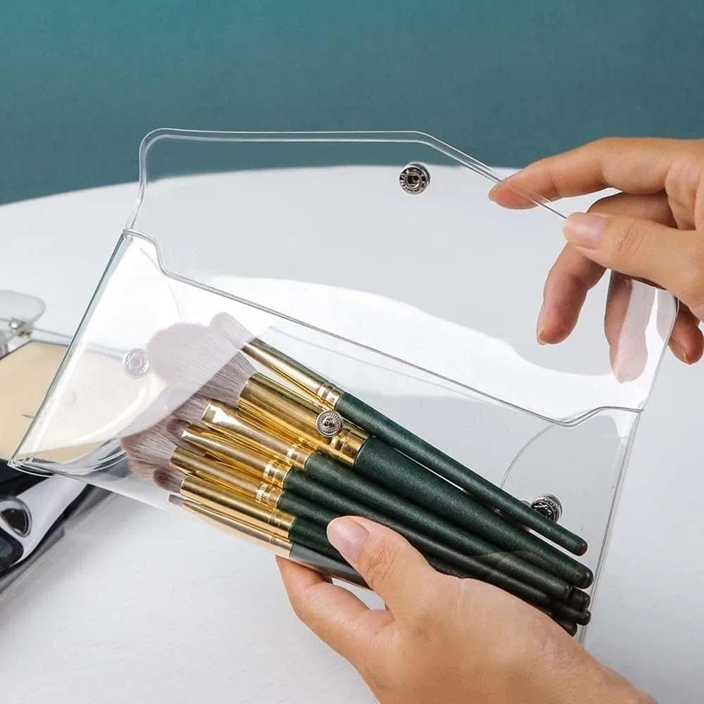 Mini Clear Makeup Bag Small Pouch - Transparent PVC Cosmetic Organizer for Travel, Bathroom Storage, 3 Pcs with Snap Closure, Travel Accessories, Ruibex image number 2