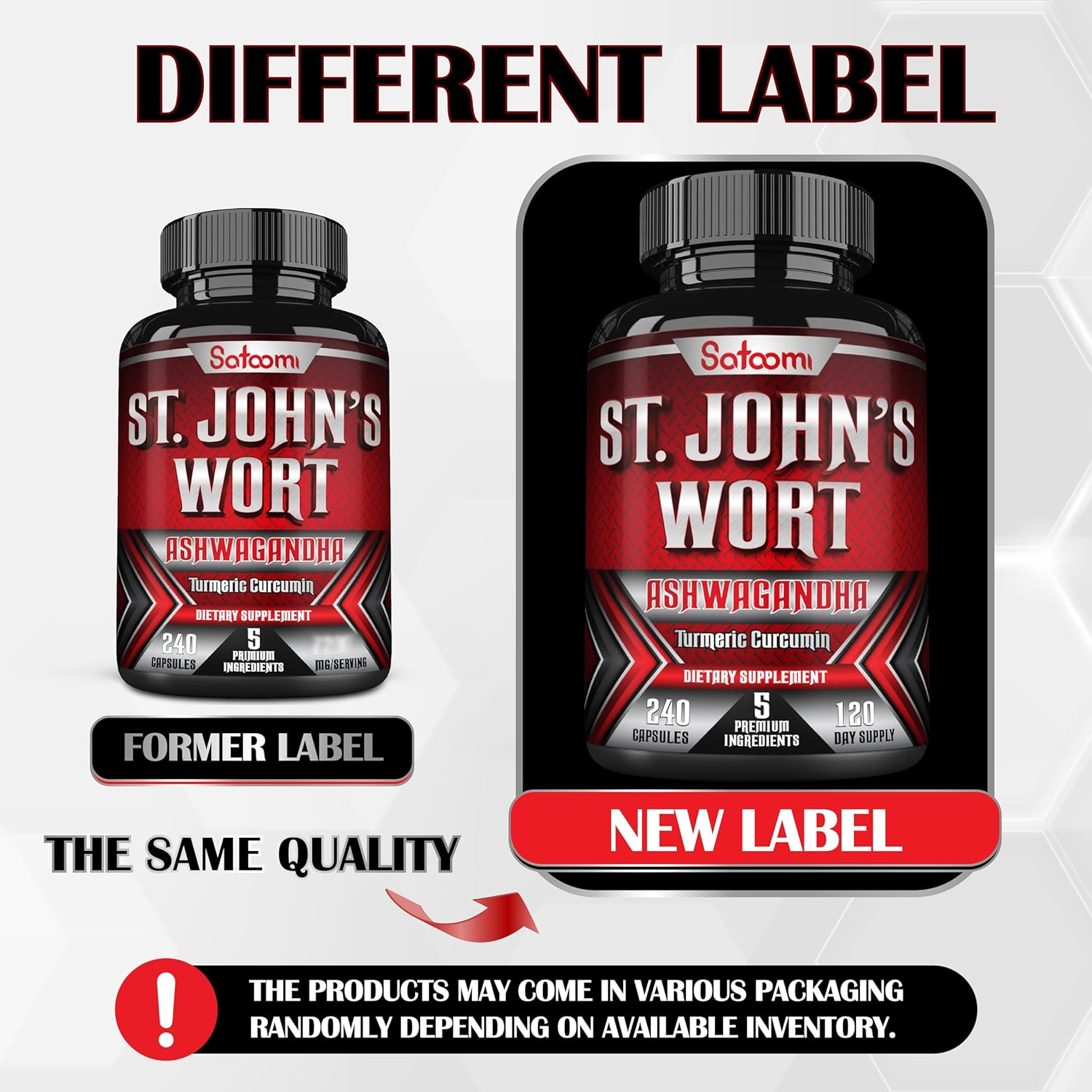 SATOOMI St. John'S Wort Capsules Extract - 5 Herbs with Ashwagandha, Turmeric & Black Pepper - 240 Vegan Caps for 4 Months - Non-Gmo, Gluten Free image number 2