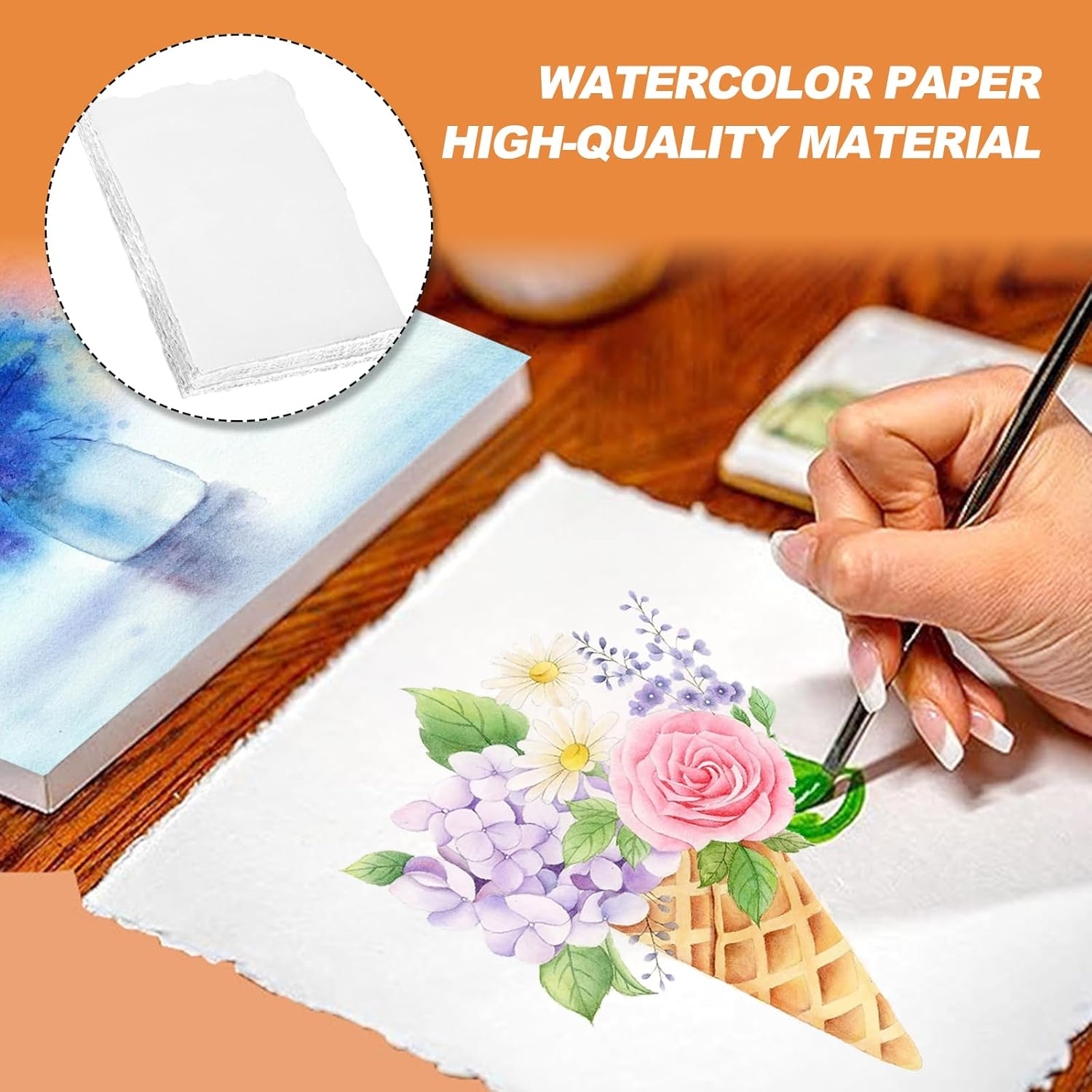 Handmade Watercolour Paper A6 20 Sheets Handmade Watercolour Paper Cotton Paper Thick 10 X 15 Cm for Painting Crafts image number 6