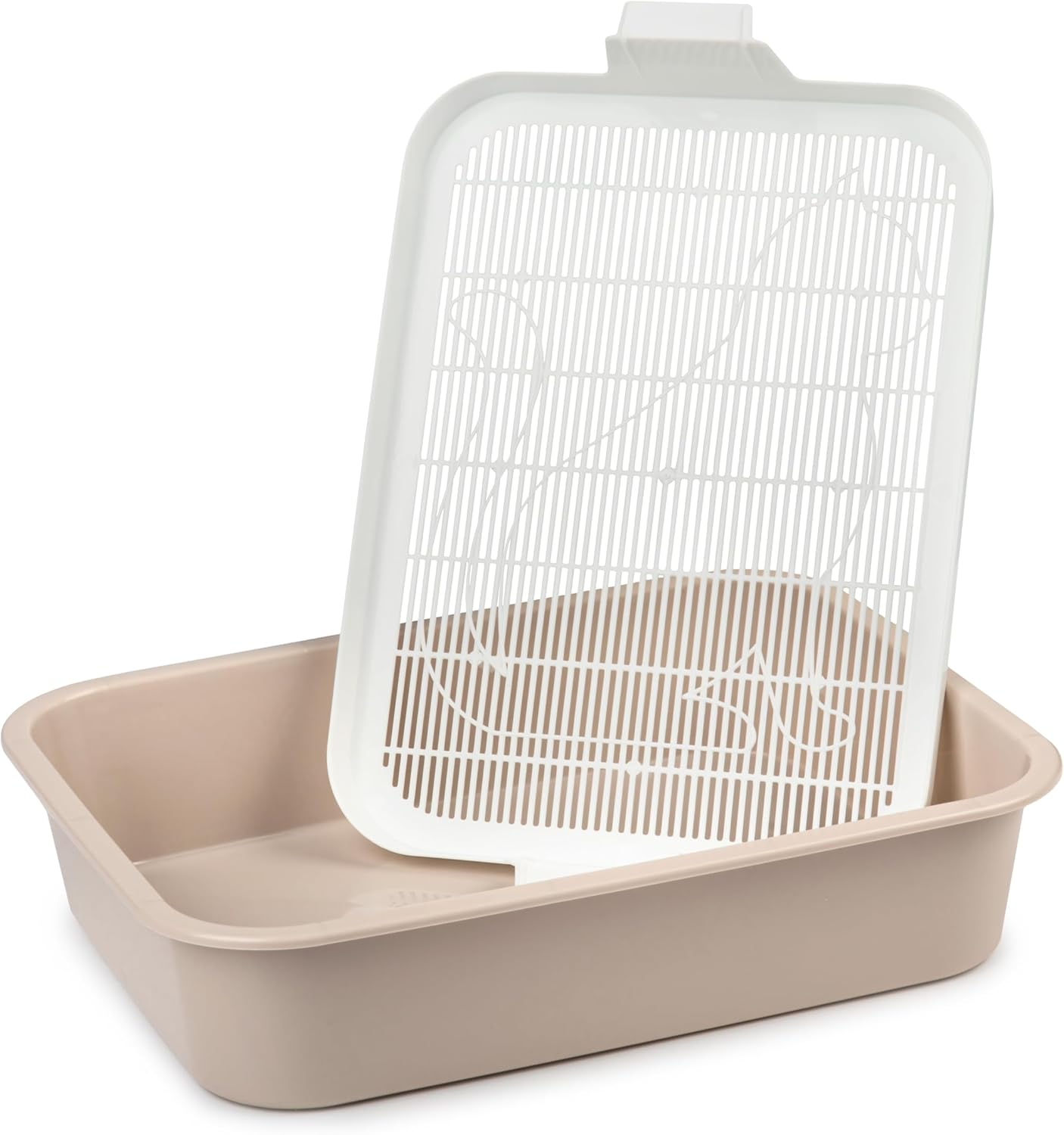 4Big.Fun Cat Litter Tray for Kittens, Cats, Rabbits & Guinea Pigs - Small, Beige, Modern, Easy to Clean, Low Entry, Removable Grille image number 2