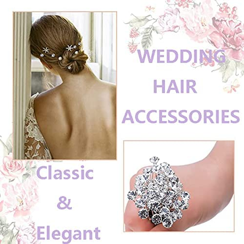 40 Pack Bridal Wedding Hair Pins Rhinestone Hair Clips Accessorie U Shaped Hair Clips Crystal Hair Pins Wedding Hair Accessories for Women and Girls