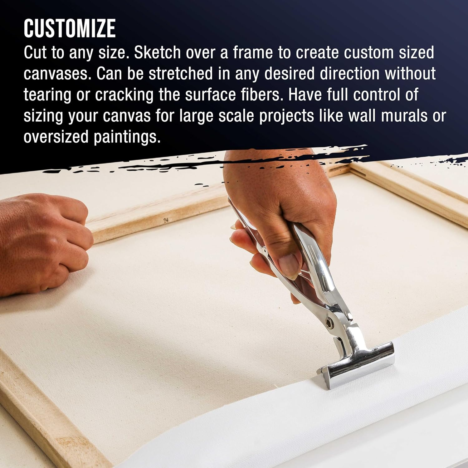 U.S. Art Supply 12" Wide X 2 Yards (6 Feet) Long Unstretched Canvas Roll - 100% Cotton, 12-Ounce Triple Primed Gesso, Acid-Free - Pro Artist Quality, Oil & Acrylic Painting, Murals - Cut to Frame Size image number 3