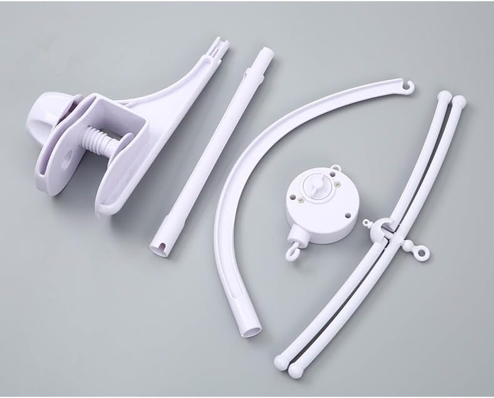 Alovexiong White Baby Crib Mobile Music Box Bed Bell Toy Holder Arm Bracket Nut Screw Music Box Holder Set Parts for Baby Bed Perambulator (Without Dolls) image number 2
