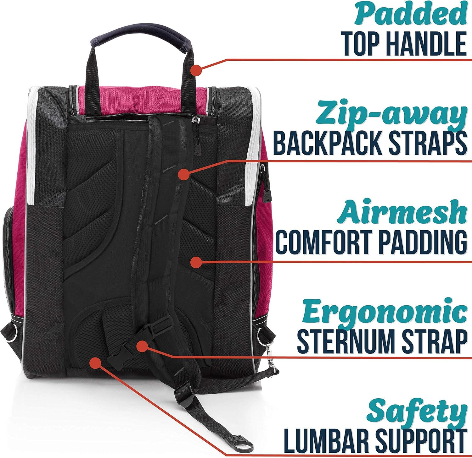 Athletico Ski Boot Bag - Skiing and Snowboarding Travel Luggage - Stores Gear Including Jacket, Helmet, Goggles, Gloves & Accessories - Venting and Grommets for Snow Drainage - Black With White Trim image number 4