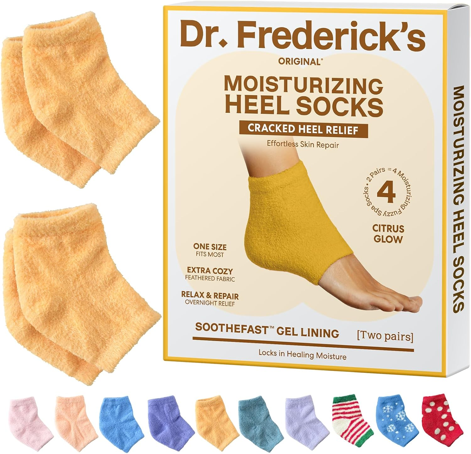 Dr. Frederick'S Original Moisturizing Fuzzy Heel Socks - 2 Pairs - Cozy Gel-Lined Sleep Socks for Women & Men - Soothes Dry, Cracked Feet - Heel Repair - Lilac Leisure
