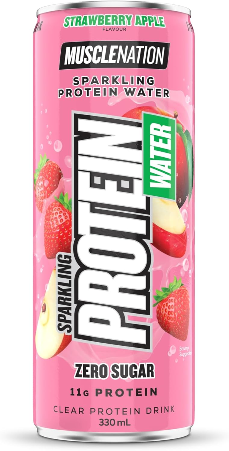 Muscle Nation Strawberry Apple Sparkling Protein Water 12 X 330Ml