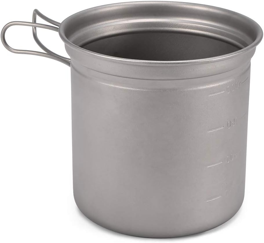 Camping Titanium Cookware Set 1000Ml 750Ml Pot Pan Spoon Set for Outdoor Camping Hiking Backpacking Picnic Cooking Equipment