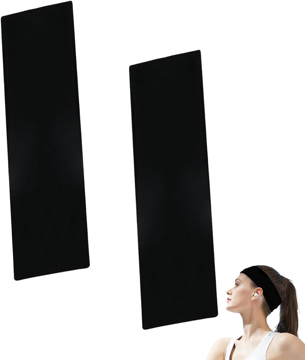 Pack of 2 Women'S Sports Hair Bands, Headband, Thin Hair Band, Black, for Yoga, Sports, Gym, Running, Workout, Exercise (Black) image number 4