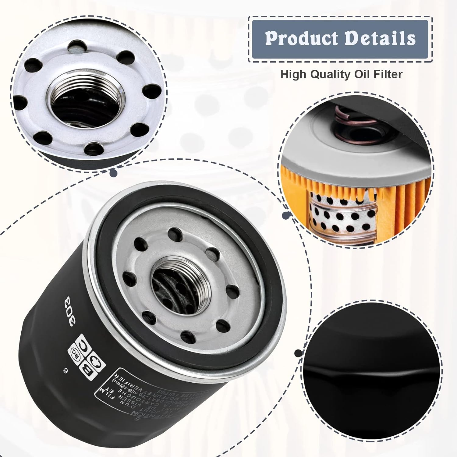 LOCOPOW 16097-0008 Oil Filter for Kawasaki Ninja 400 650 300 500 Zx6R Z650 Vulcan 900 1500 1700 2000 800 650 750 Versys 650 X300 1000 W800 Prairie 400 300 Bayou 400 Z900 Z1000 Z800 Z750 303 image number 4