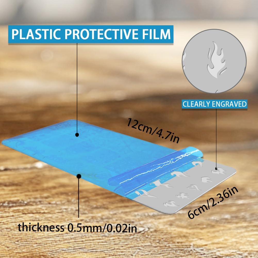 Benikmake 3Pcs Flame Nail Stamping Plate Nail Printing Stainless Stencil for Manicure Salon Fire Element 6X12Cm 2.36X4.7Inch - Fire image number 3