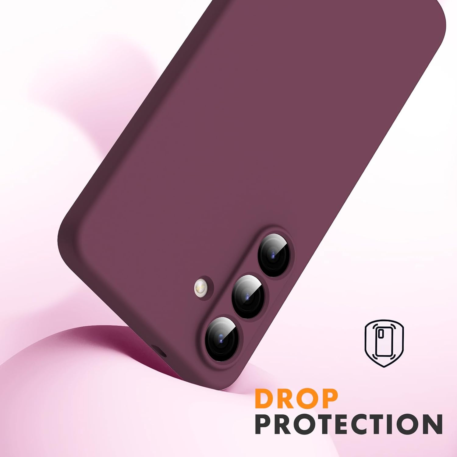 Byvuwiay Mobile Phone Case for Samsung Galaxy S25 FE 5G, Soft TPU Liquid Silicone Case, Shockproof, Scratch-Resistant, Samsung S25 FE 5G Protective Case, Wine Red image number 4