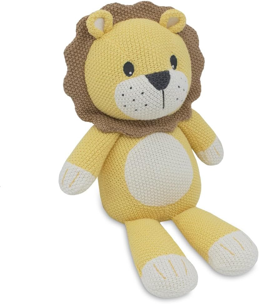 Knitted Toy for Babies Breathable Premium Knit Fabric- 38Cm Large Cotton Stuffed Animal Soft Plushie Rattle for Babies Newborn Baby & Nursery Decor (Lion) image number 4